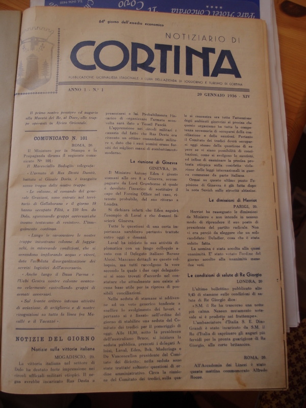 primo numero del Notiziario di Cortina